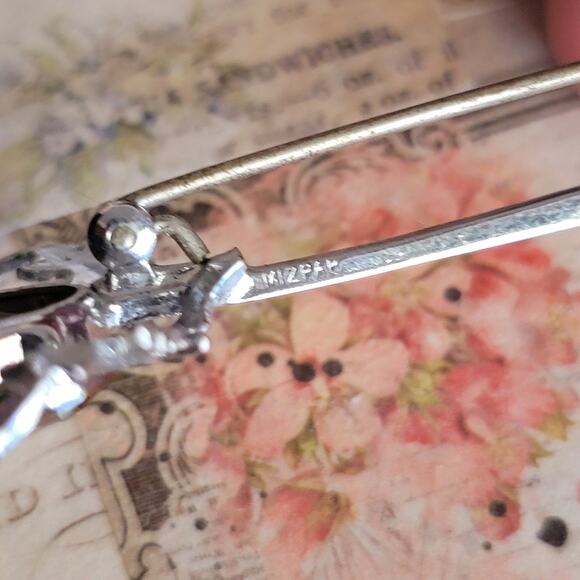 Vintage Thistle Stick Pin Brooch Amber Stone Scottish Floral Jewelry Retro Pin - Picture 7 of 10